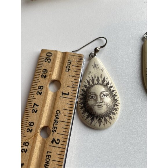 Moosup Valley Celestial Earrings Rachel Badeau Sunburst Dangle Etched Hand Craft - Picture 6 of 7